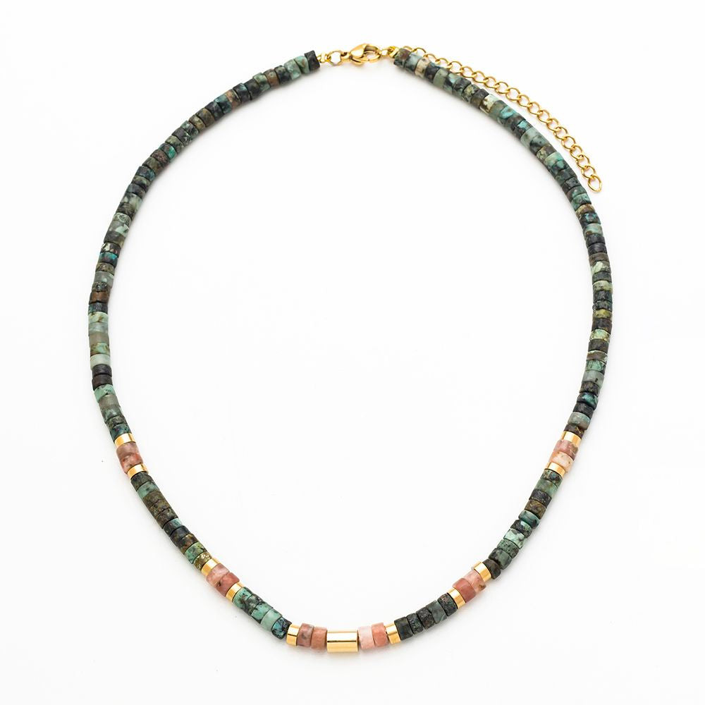Turquoise Steel Necklace – 18k Gold Plated