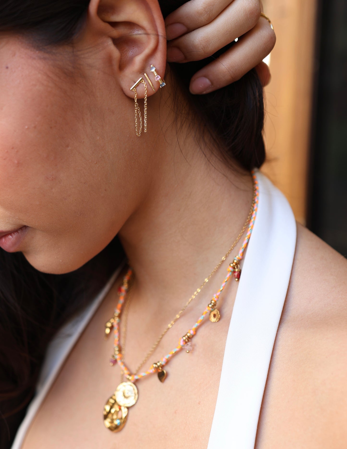 Céline Bar with Chain Earrings