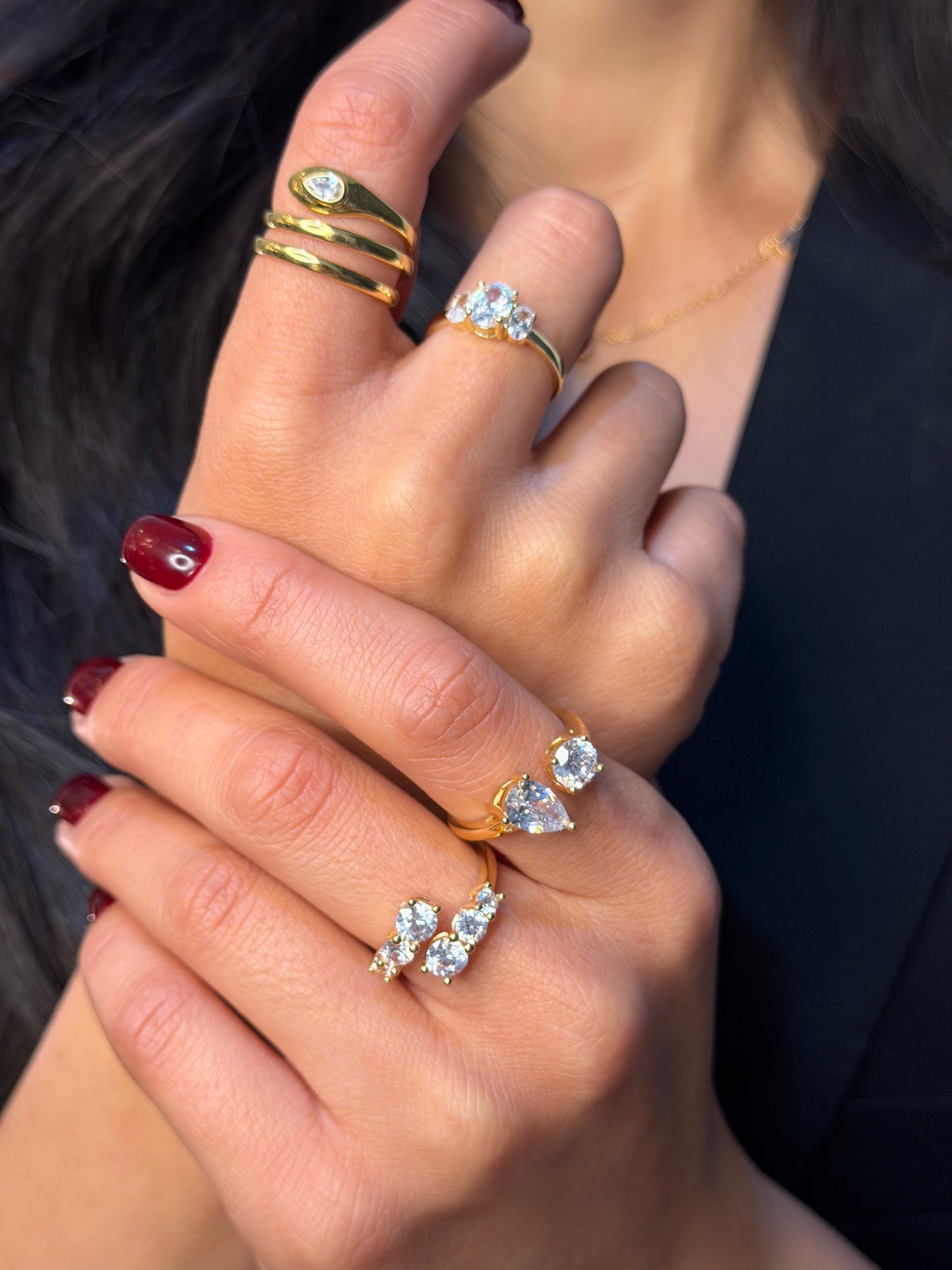 Open gold ring studs