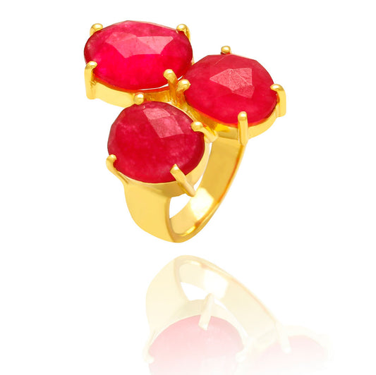 Three beaded Ruby ring