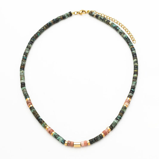 Turquoise Steel Necklace – 18k Gold Plated