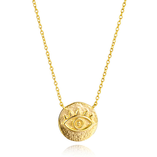 Eye Plate Necklace – 925 Sterling Silver, 18k Gold Plated