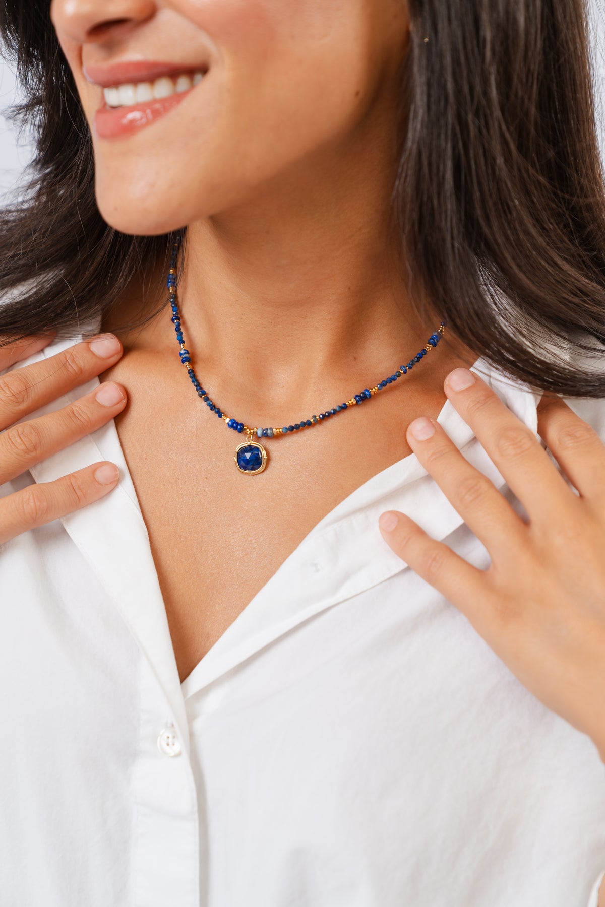 Navy Beaded Necklace