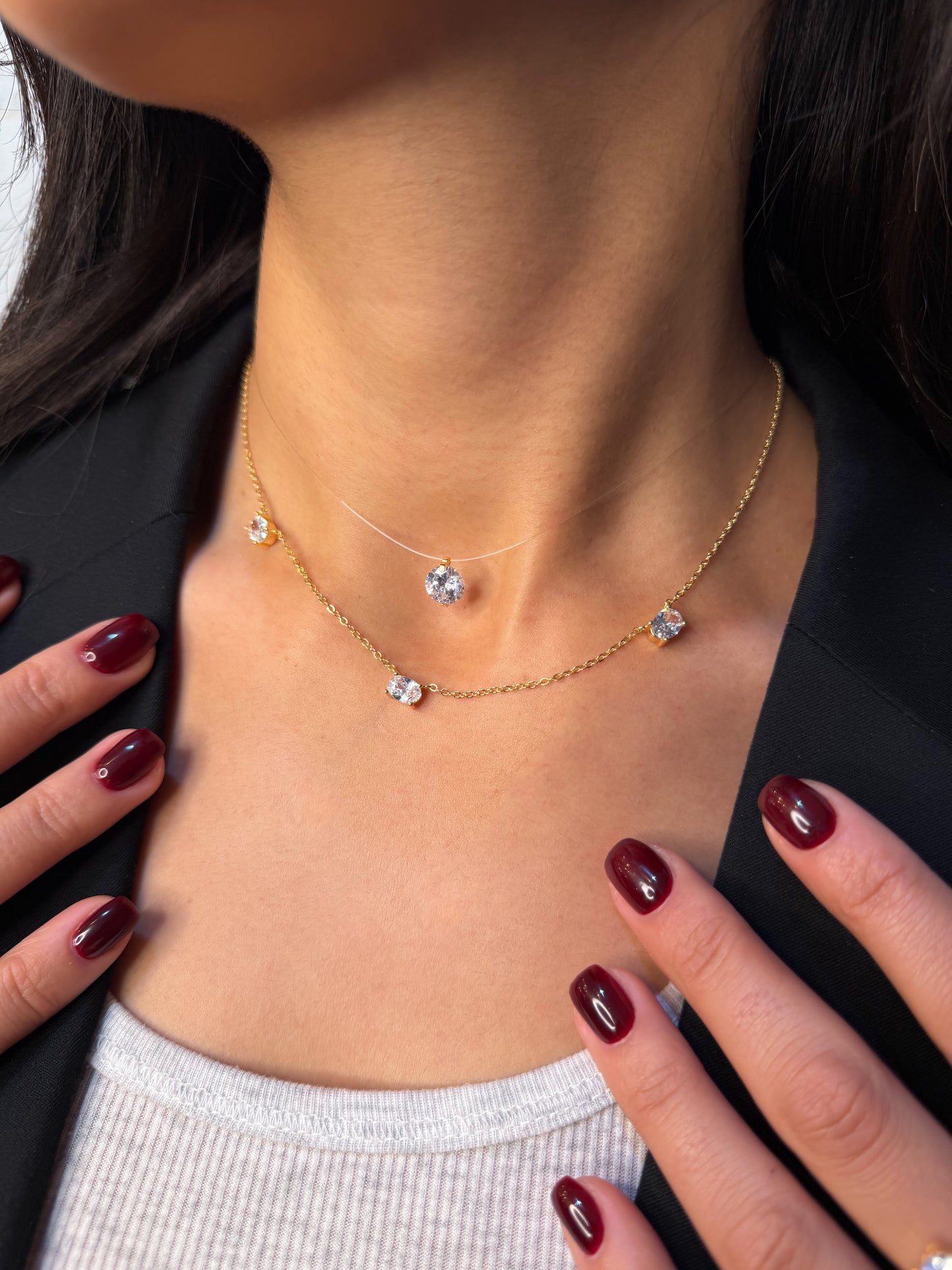 Zircon Stud Gold necklace