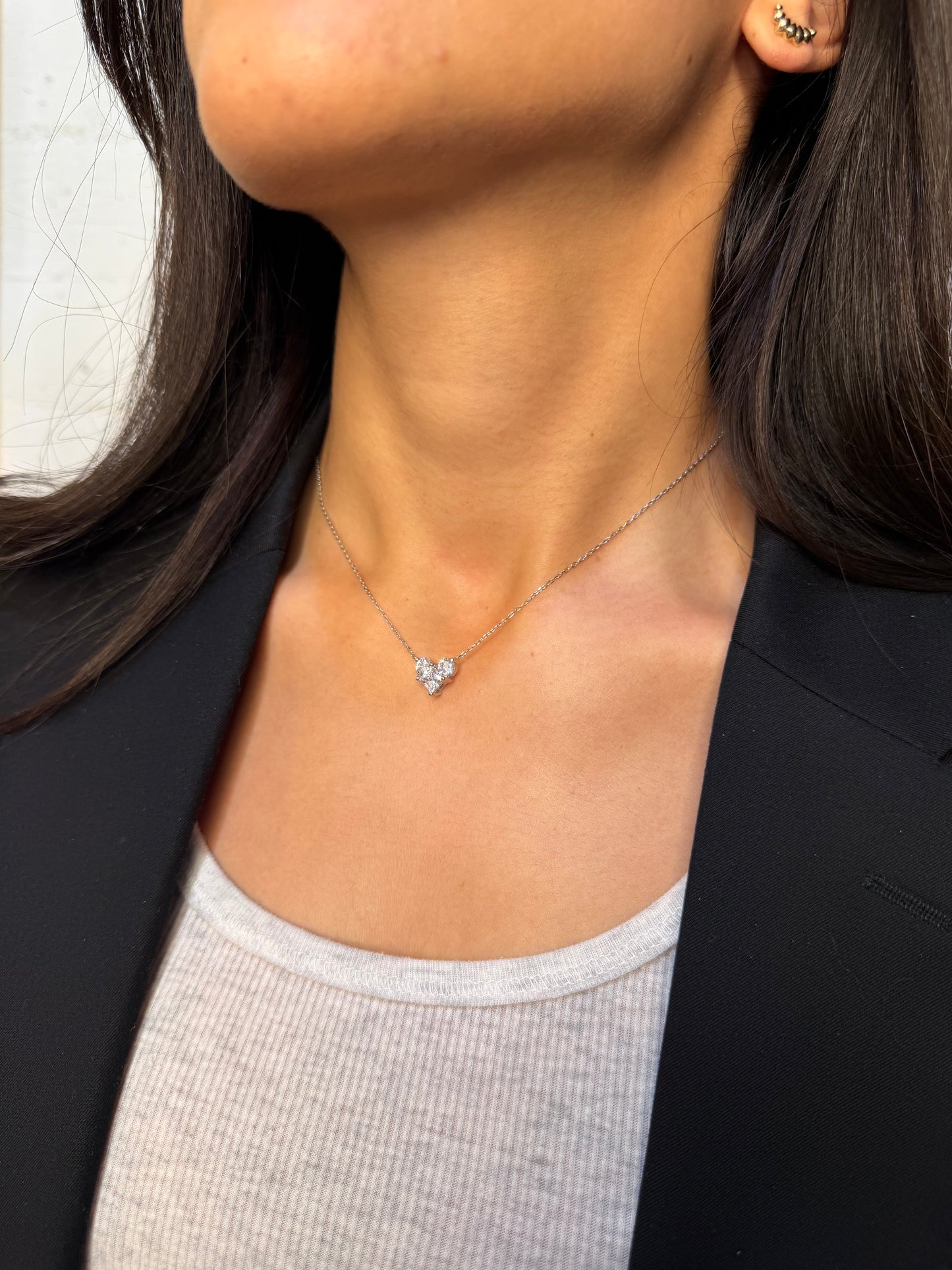 Silver heart shaped necklace