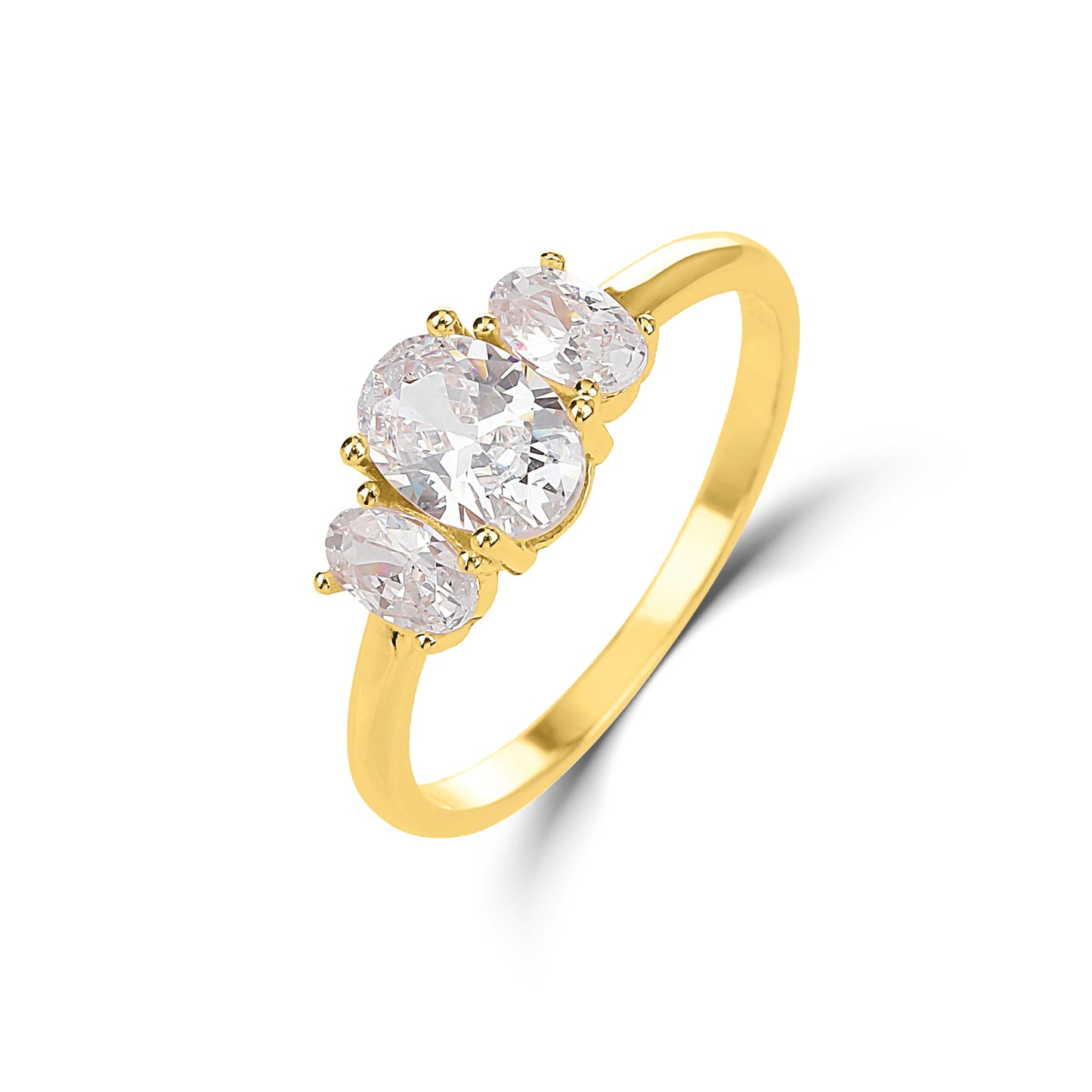 Golden ring with three studs