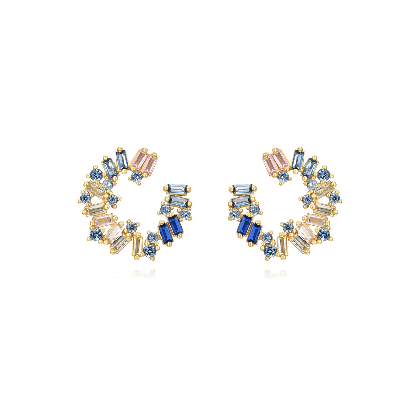 Multi color zircon golden earrings