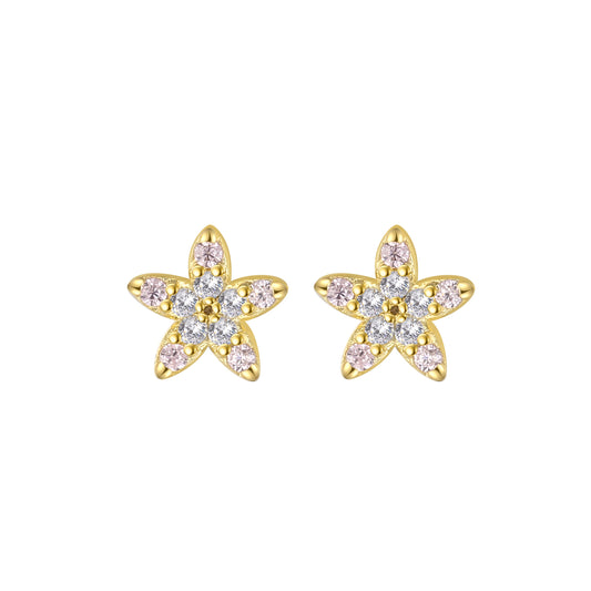 Star Zirconia Earrings – 925 Sterling Silver gold plated 18k
