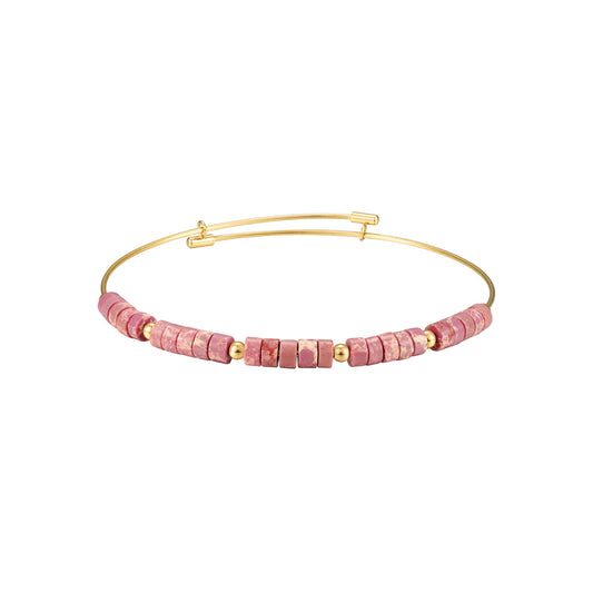 Rhodochrosite Mineral Bracelet – Gold plated 18k, Adjustable