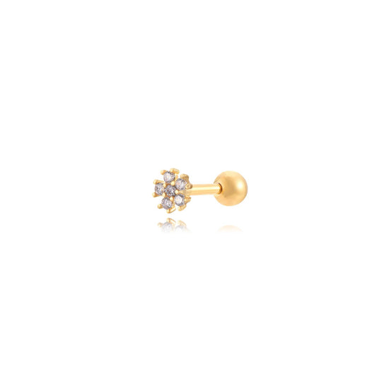 Flower Piercing – Gold plated 18k, Zirconia Detail