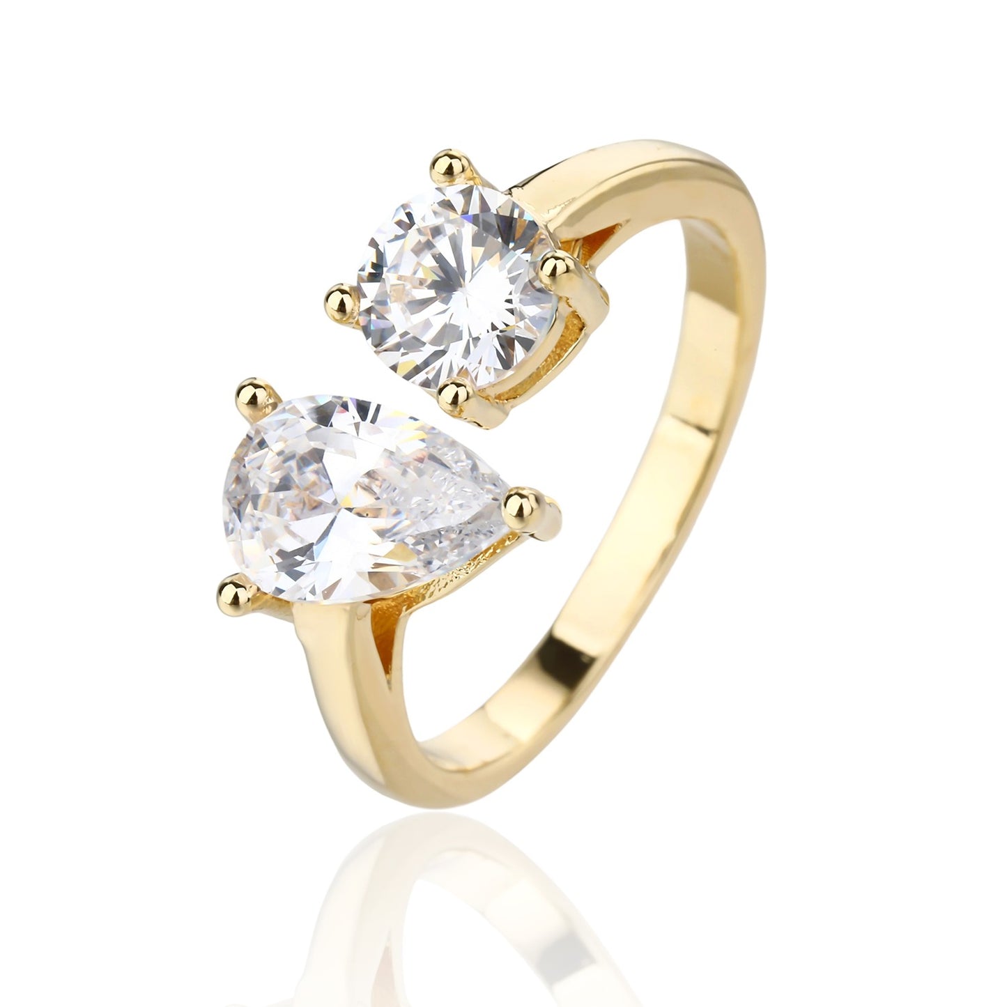 Open two studs gold ring