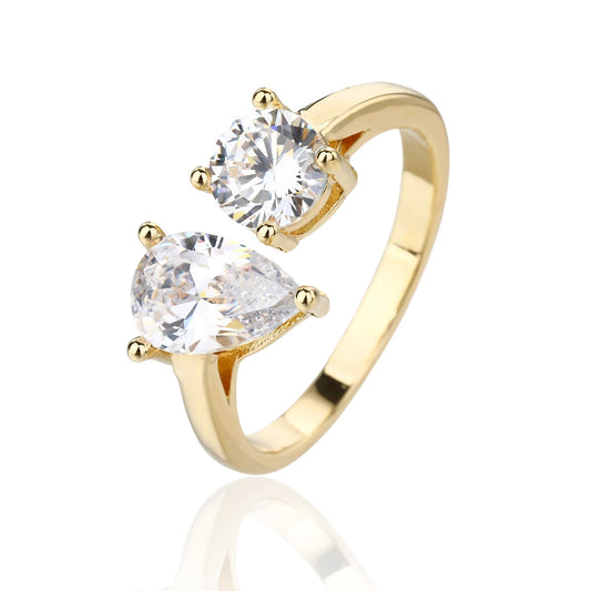 Open two studs gold ring